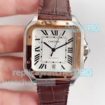 HBB V6 Factory Cartier Santos Replica White Dial 2-Tone Rose Gold Watch